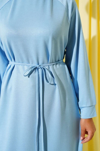Loyşa İp Kuşaklı Uzun Tunik Mavi - Resim 4