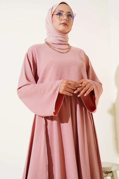 Ters Dikiş Detaylı Etekli İkili Takım Gül Kurusu - Resim 2