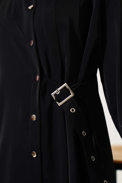 Yandan Kemer Detaylı İkili Takım Siyah - Resim 4