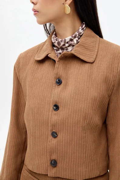 Quzu Vatkalı Kadın Ceket - Resim 3