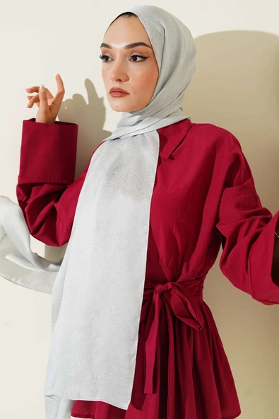 Paisley Desen Shine Line Şal Gümüş ürün görseli 1