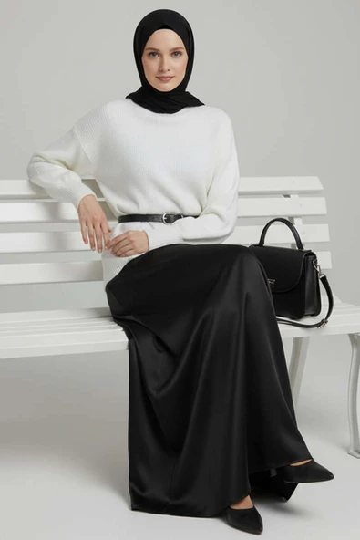 Oversize Triko Kazak Ekru - Resim 2