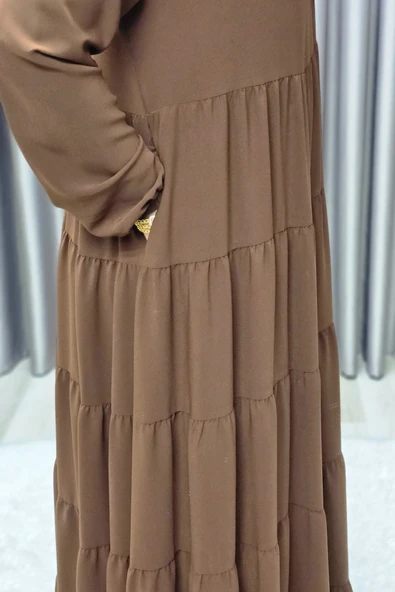 Kadın Tesettür Giyim 5 Katlı Endonezya Krebi Elbise - Resim 11