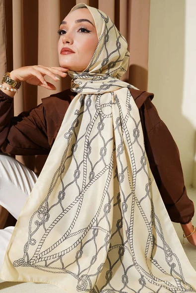 Halat Desenli Soft Şal Sarı ürün görseli 1