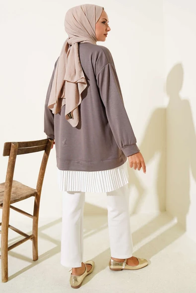 Loyşa Eteği Pileli Tunik Vizon - 3