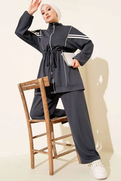 Loyşa Bel Tünelli Şeritli İkili Takım Füme ürün görseli 1