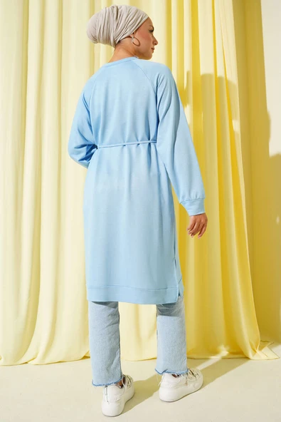 Loyşa İp Kuşaklı Uzun Tunik Mavi - Resim 3