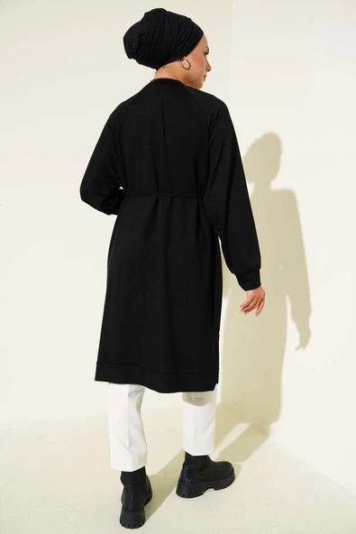Loyşa İp Kuşaklı Uzun Tunik Siyah - Resim 3