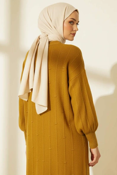 Damla Desen Yumoş Triko Kazak Yağ Yeşili - Resim 3