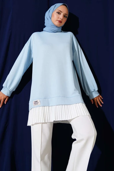 Loyşa Eteği Pileli Tunik Bebe Mavi