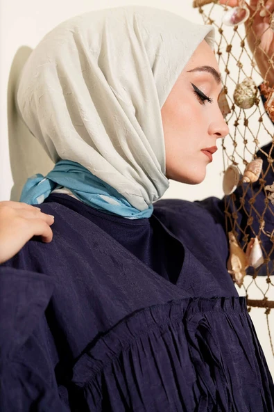 Şeritli Bambu Kraş Eşarp Bebe Mavi ürün görseli 1