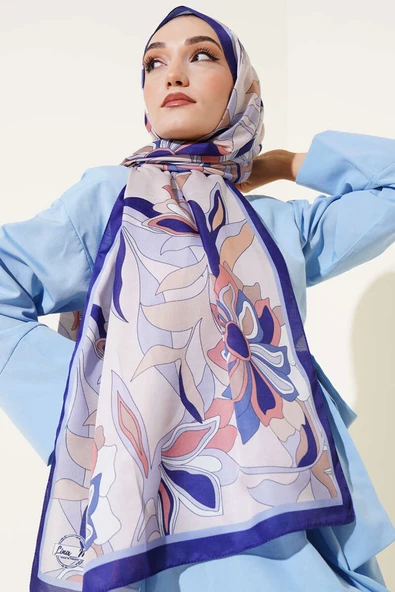 Çiçek Çizgili Soft Şal Parlement - Resim 2