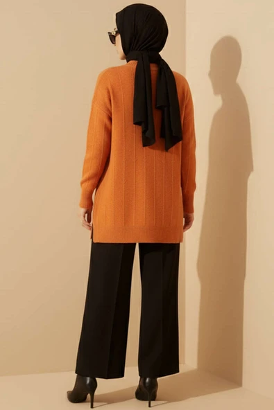 Damla Desen Yumoş Triko Kazak Oranj - Resim 3