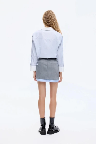 Quzu Düğme ve Nakış Detaylı Kadın Gömlek - Resim 5