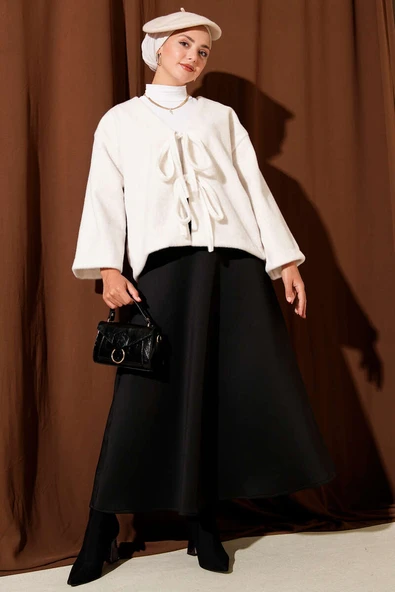 Basic İp Detaylı Sakallı Ceket Taş - Resim 2