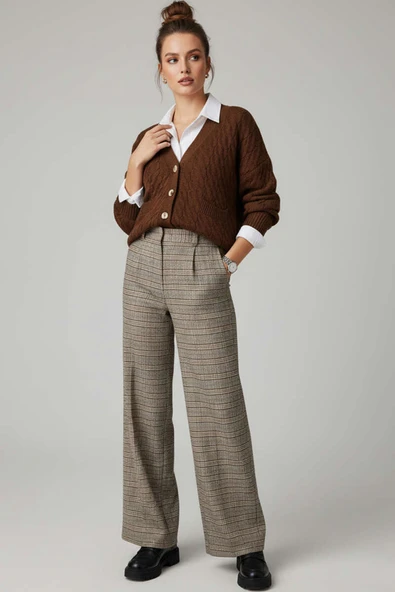 Oversize Cepli Örgü Hırka Kahve - 2