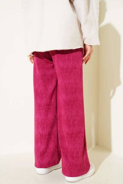 Loyşa Palazzo Pantolon Bordo - Resim 3