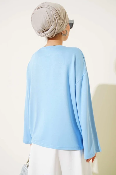 Loyşa Mini Yıldız Taşlı Bluz Mavi - Resim 3