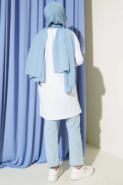 Yan Yırtmaçlı Basic Tunik Beyaz - Resim 3