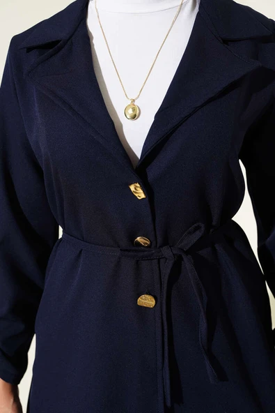 Kruvaze Yaka Gold Düğmeli Dabıl İkili Takım Lacivert - Resim 4