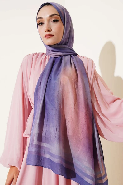 Batik Desen Bambu Kraş Şal Lavanta - Resim 2