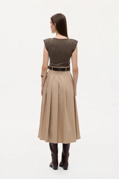 Quzu Vatkalı Kontrast Elbise - Resim 5