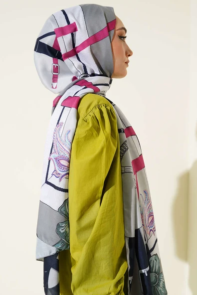 Kemer Desenli Soft Şal Mint - Resim 3