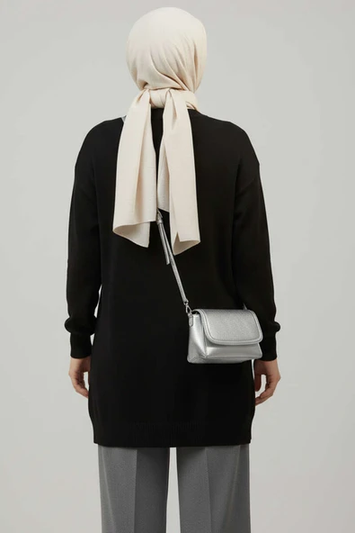 Kabartma Desen Yumoş Triko Tunik Siyah - Resim 3