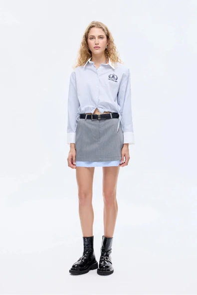 Quzu Düğme ve Nakış Detaylı Kadın Gömlek ürün görseli