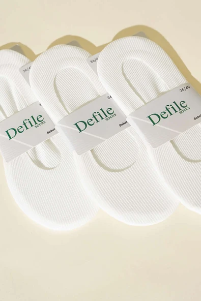 Kadın 3lü Lazer Fitilli Babet Çorap Beyaz - Resim 2