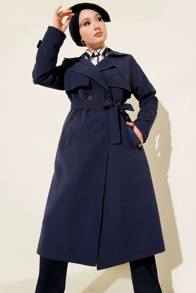 Kuşaklı Araboy Trenç Lacivert - Resim 2