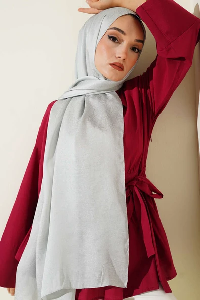 Paisley Desen Shine Line Şal Gümüş - Resim 2