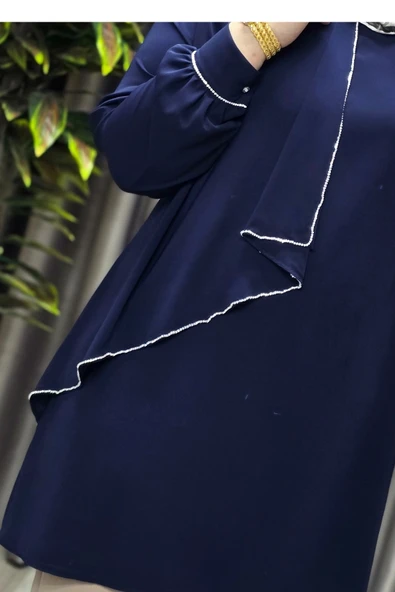 Kadın Tesettür Giyim Büyük Beden Taşlı Abiye Tunik - Resim 7