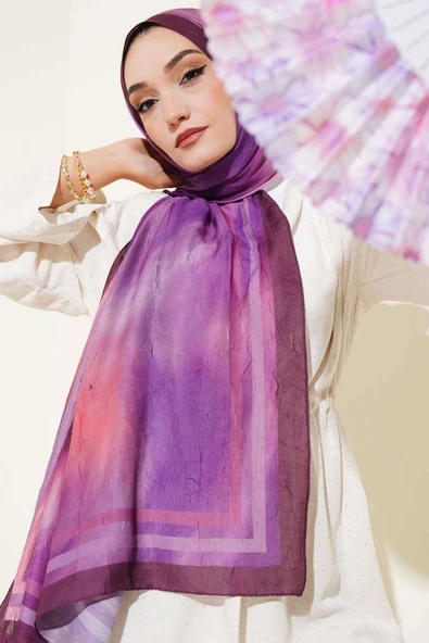 Batik Desen Bambu Kraş Şal Mürdüm ürün görseli 1