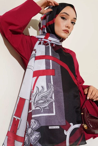 Kemer Desenli Soft Şal Siyah Taş ürün görseli 1