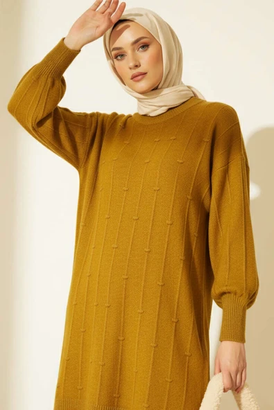 Damla Desen Yumoş Triko Kazak Yağ Yeşili ürün görseli