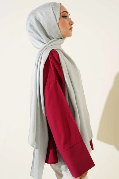 Paisley Desen Shine Line Şal Gümüş - Resim 3