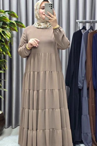 Kadın Tesettür Giyim 5 Katlı Endonezya Krebi Elbise ürün görseli 1