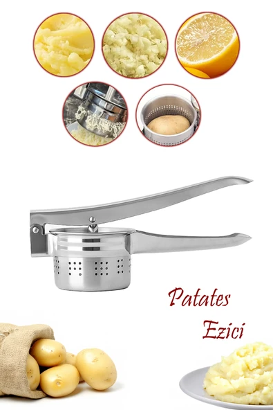 Porsima 76850 Patates Ezici Paslanmaz Metal Patates Ezici Püre Yapıcı Patates Ezeceği 27cm - Resim 2
