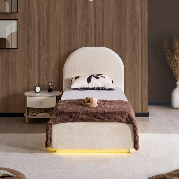 Karyola, Blesk Alya Ledli Bazalı Karyola, Komodin - Resim 2