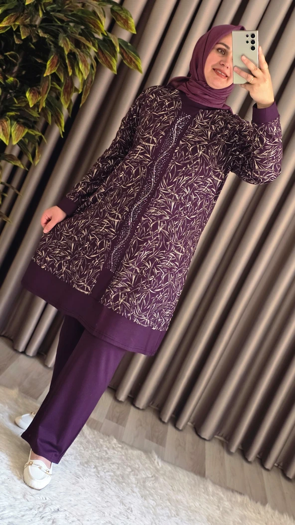 Kadın Giyim Şerit Desenli Samira Takım - Resim 2