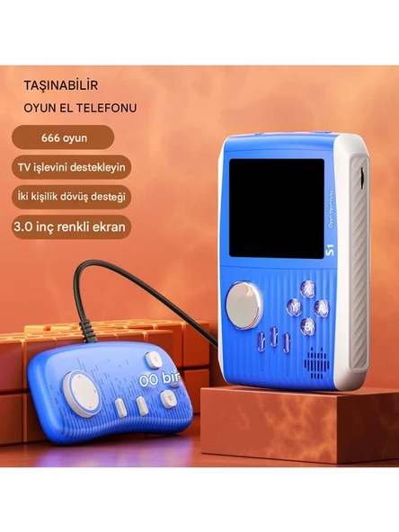 S1 3.0 Inç Taşınabilir Video Oyun Konsolu Dahili 666 Oyun Retro Oyun Konsolu Iki Oyun Kumandası - Resim 4