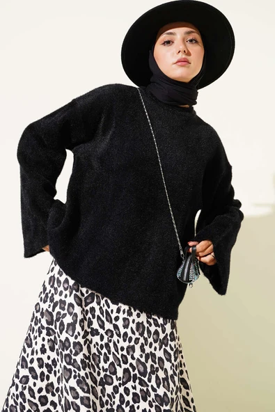 Salaş Sakallı Basic Triko Kazak Siyah ürün görseli 1