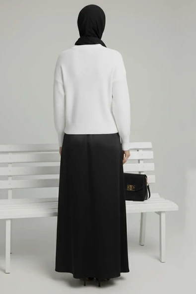 Oversize Triko Kazak Ekru - Resim 3