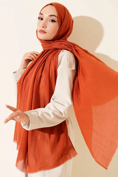 Aya Serisi İnce Pamuk Şal Kiremit -98 ürün görseli 1