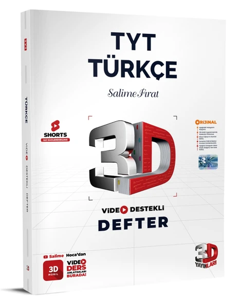 3D Yayınları TYT Video Destekli Defter VDD Türkçe 2025 2026 Yeni Baskı Sezon ürün görseli
