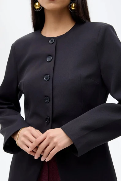 Quzu Düğme Detaylı Kadın Ceket - Resim 3
