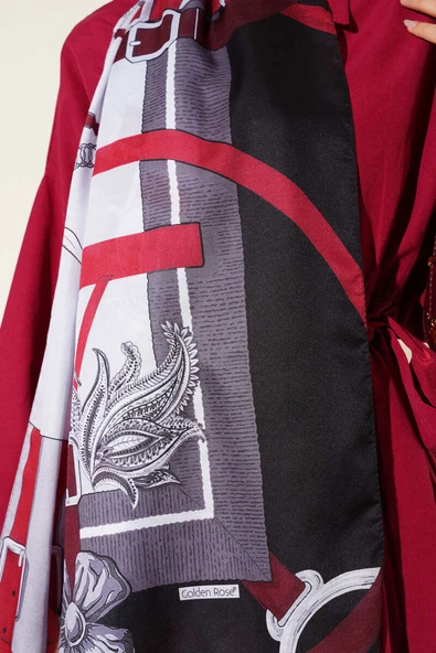 Kemer Desenli Soft Şal Siyah Taş - Resim 4