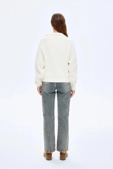 Quzu Yazı Detaylı Triko Kazak - Resim 5