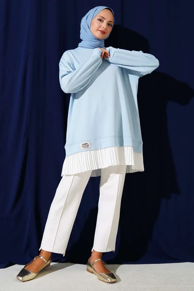 Loyşa Eteği Pileli Tunik Bebe Mavi - 2